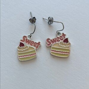 Claire's Pink and Cream Cake Slice Earrings